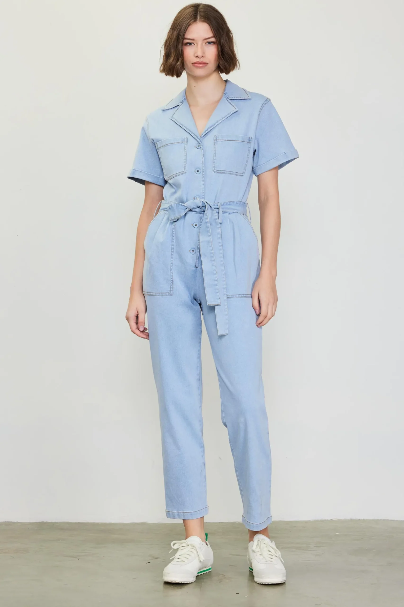 SKIES ARE BLUE Jumpsuits*Washed Utility Jumpsuit Chambray