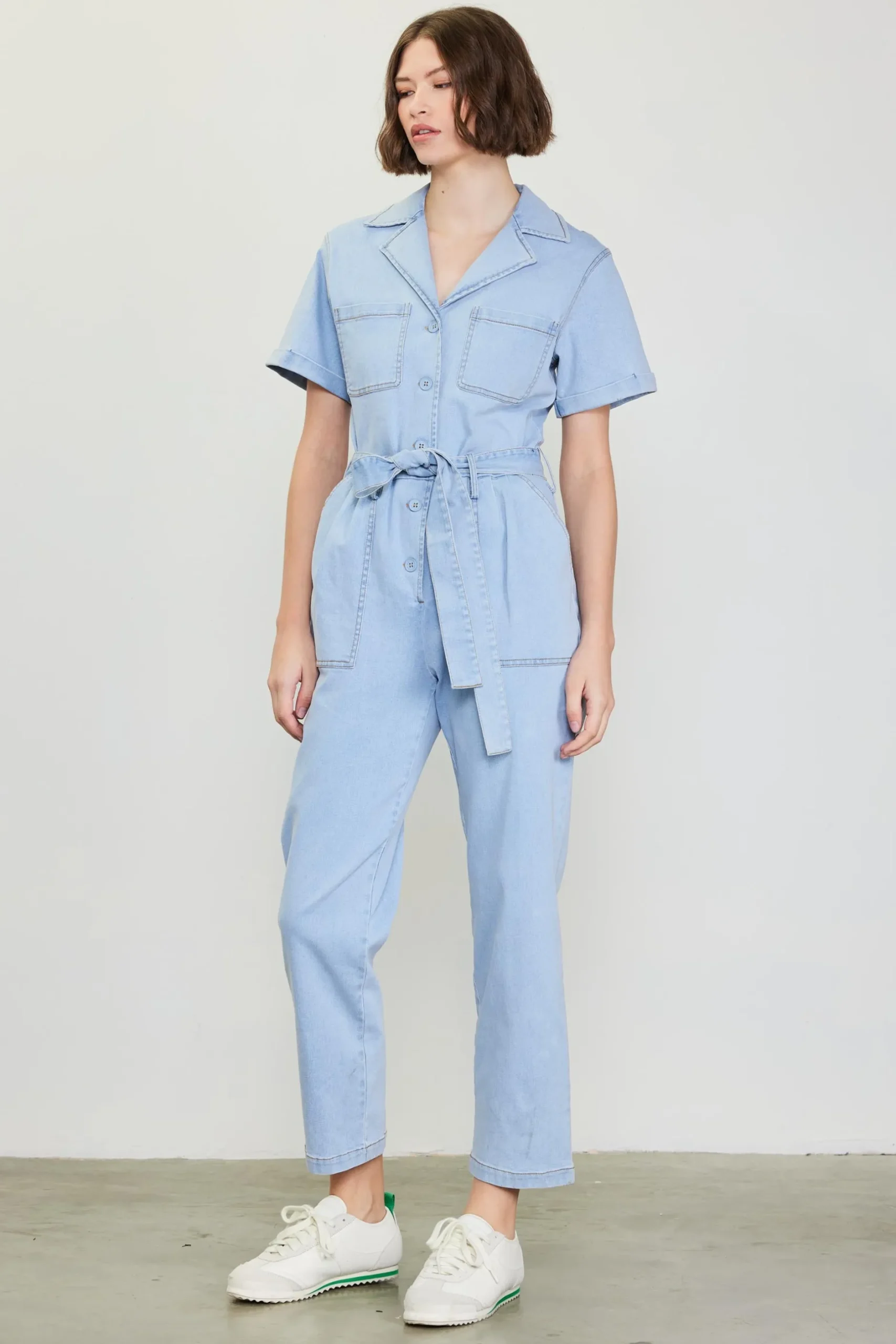 SKIES ARE BLUE Jumpsuits*Washed Utility Jumpsuit Chambray
