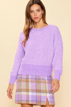SKIES ARE BLUE Sweaters*Chenille Knit Sweater Lavender