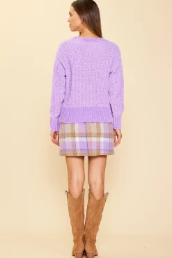 SKIES ARE BLUE Sweaters*Chenille Knit Sweater Lavender