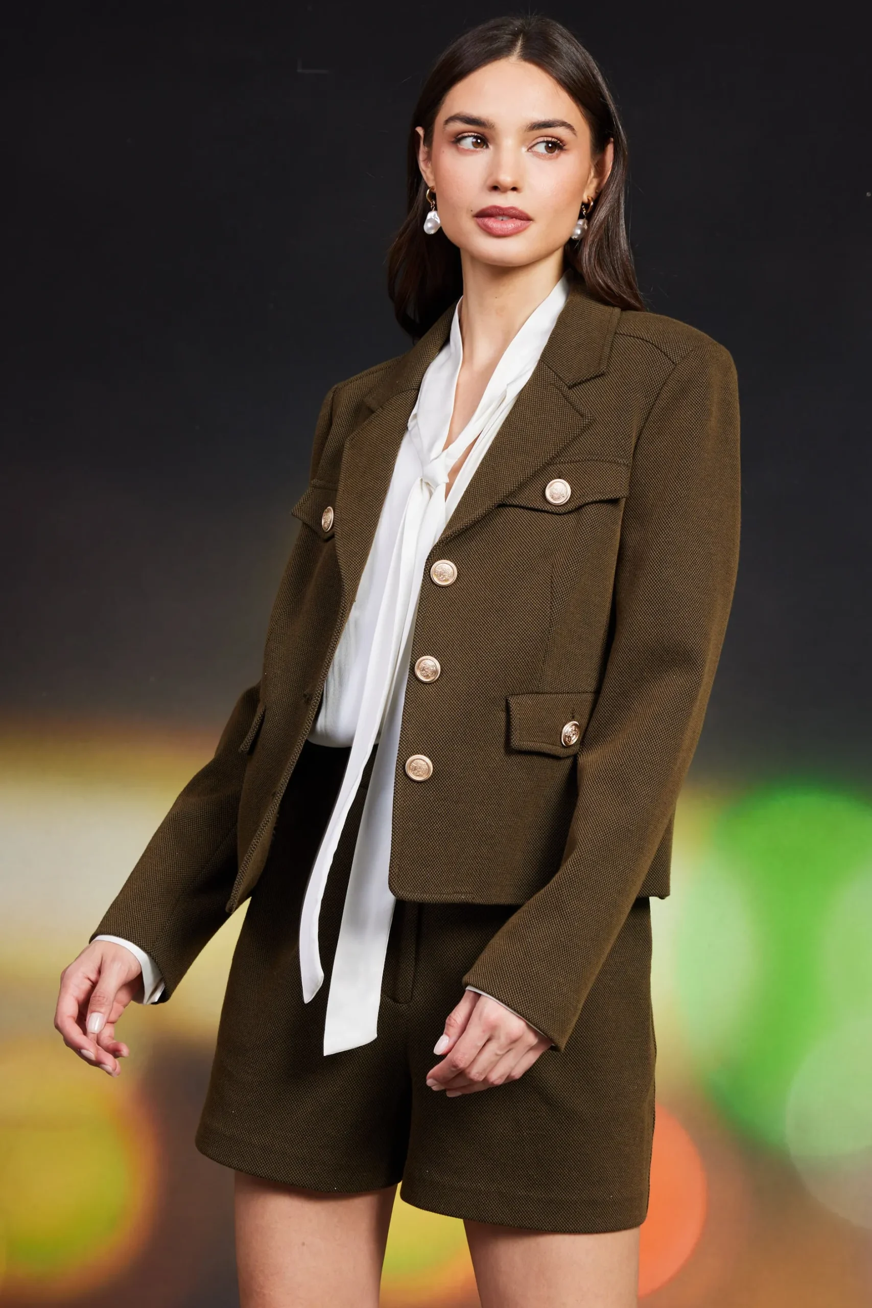 SKIES ARE BLUE Blazers*Clara Structured Jacket Olive