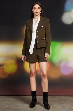 SKIES ARE BLUE Blazers*Clara Structured Jacket Olive