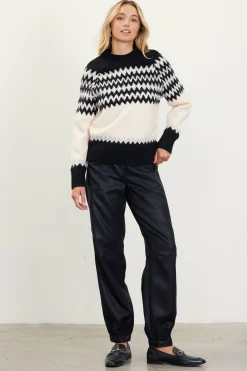 SKIES ARE BLUE Sweaters*Clarke Fair Isle Sweater Black-cream