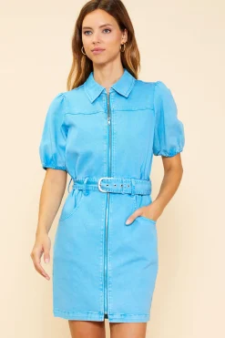 SKIES ARE BLUE Mini Dresses*Collared Mini Dress Brightblue