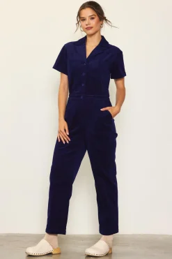 SKIES ARE BLUE Jumpsuits*Corduroy Utility Jumpsuit Navy