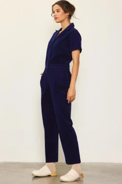 SKIES ARE BLUE Jumpsuits*Corduroy Utility Jumpsuit Navy