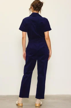 SKIES ARE BLUE Jumpsuits*Corduroy Utility Jumpsuit Navy