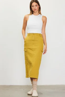 SKIES ARE BLUE Skirts*Cotton Twill Cargo Skirt Goldengreen