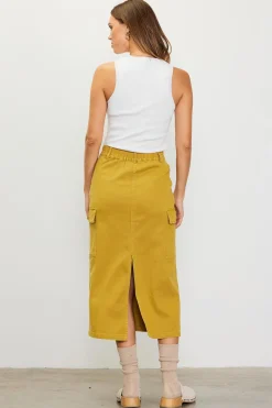 SKIES ARE BLUE Skirts*Cotton Twill Cargo Skirt Goldengreen