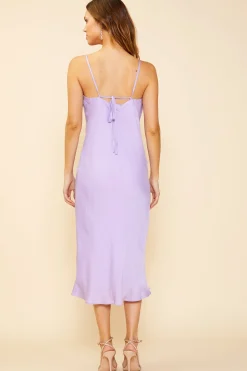 SKIES ARE BLUE Midi Dresses*Cowl Neck Bias Dress Lilac
