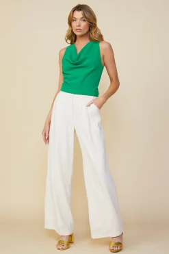 SKIES ARE BLUE Sleeveless Tops*Cowl Neck Sleeveless Top Kelly-green