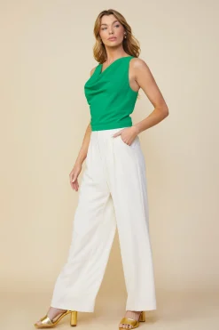 SKIES ARE BLUE Sleeveless Tops*Cowl Neck Sleeveless Top Kelly-green