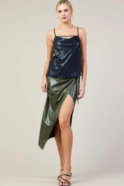 SKIES ARE BLUE Sleeveless Tops*Cowl Neck Tank Top Black