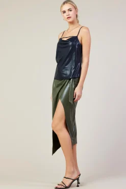 SKIES ARE BLUE Sleeveless Tops*Cowl Neck Tank Top Black