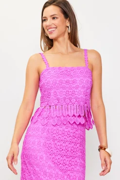 SKIES ARE BLUE Sleeveless Tops*Crochet Cami With Fringe Detail Roseviolet