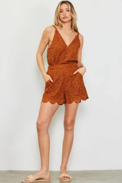 SKIES ARE BLUE Shorts*Crochet Lace High Waist Shorts Tuscantan
