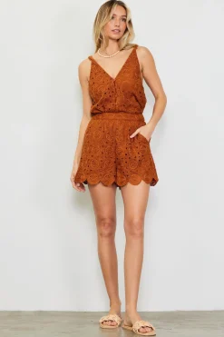 SKIES ARE BLUE Shorts*Crochet Lace High Waist Shorts Tuscantan