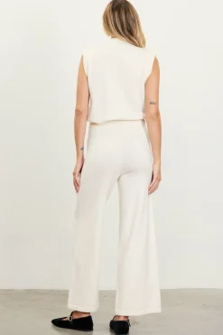 SKIES ARE BLUE Pants*Cropped Knit Pants Cream