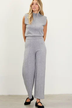 SKIES ARE BLUE Pants*Cropped Knit Pants Grey
