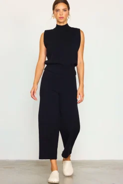 SKIES ARE BLUE Pants*Cropped Knit Pants Black