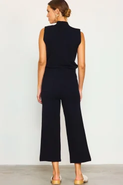 SKIES ARE BLUE Pants*Cropped Knit Pants Black