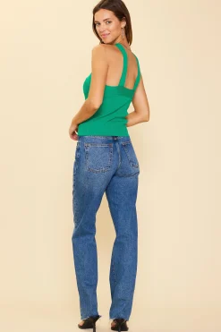 SKIES ARE BLUE Sleeveless Tops|Sweaters*Crossed Neck Sweater Top Kelly-green