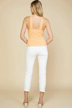 SKIES ARE BLUE Sweaters*Crossed Neck Sweater Top Cantaloupe