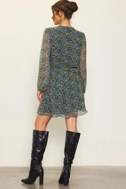 SKIES ARE BLUE Mini Dresses*Daisy Print Pleated Mini Dress Multitone-floral