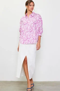 SKIES ARE BLUE Blouses|Long Sleeve Tops*Daphne Floral Print Button Down Blouse Pinkmagnolia