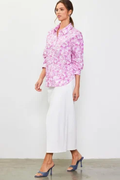 SKIES ARE BLUE Blouses|Long Sleeve Tops*Daphne Floral Print Button Down Blouse Pinkmagnolia