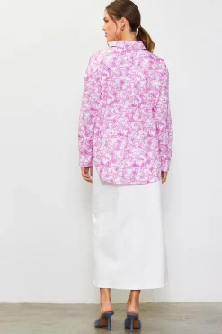 SKIES ARE BLUE Blouses|Long Sleeve Tops*Daphne Floral Print Button Down Blouse Pinkmagnolia