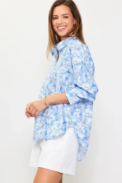 SKIES ARE BLUE Blouses|Long Sleeve Tops*Daphne Floral Print Button Down Blouse Frenchblue