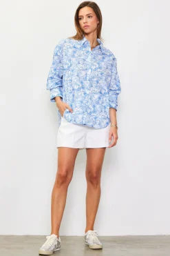 SKIES ARE BLUE Blouses|Long Sleeve Tops*Daphne Floral Print Button Down Blouse Frenchblue