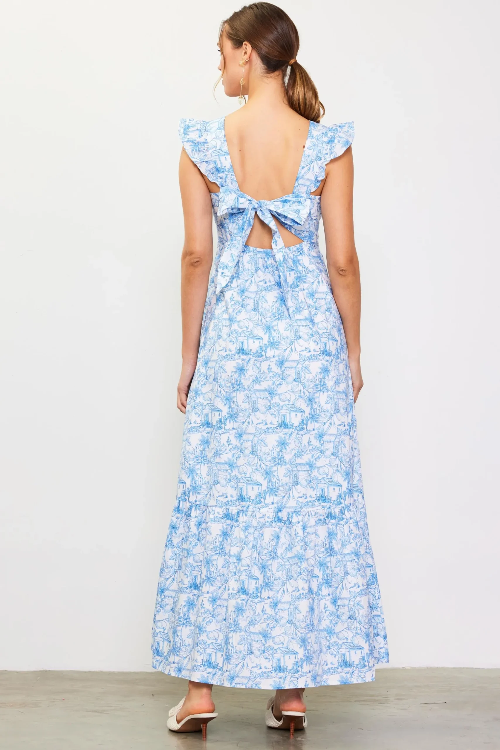 SKIES ARE BLUE Maxi Dresses*Daphne Floral Print Ruffled Maxi Dress Frenchblue