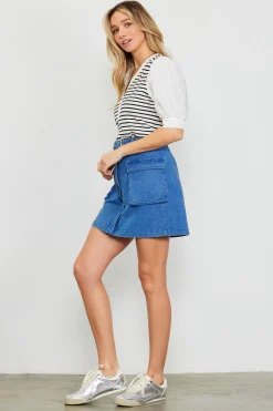 SKIES ARE BLUE Skirts*Denim Cargo Detail Mini Skirt Bluedenim