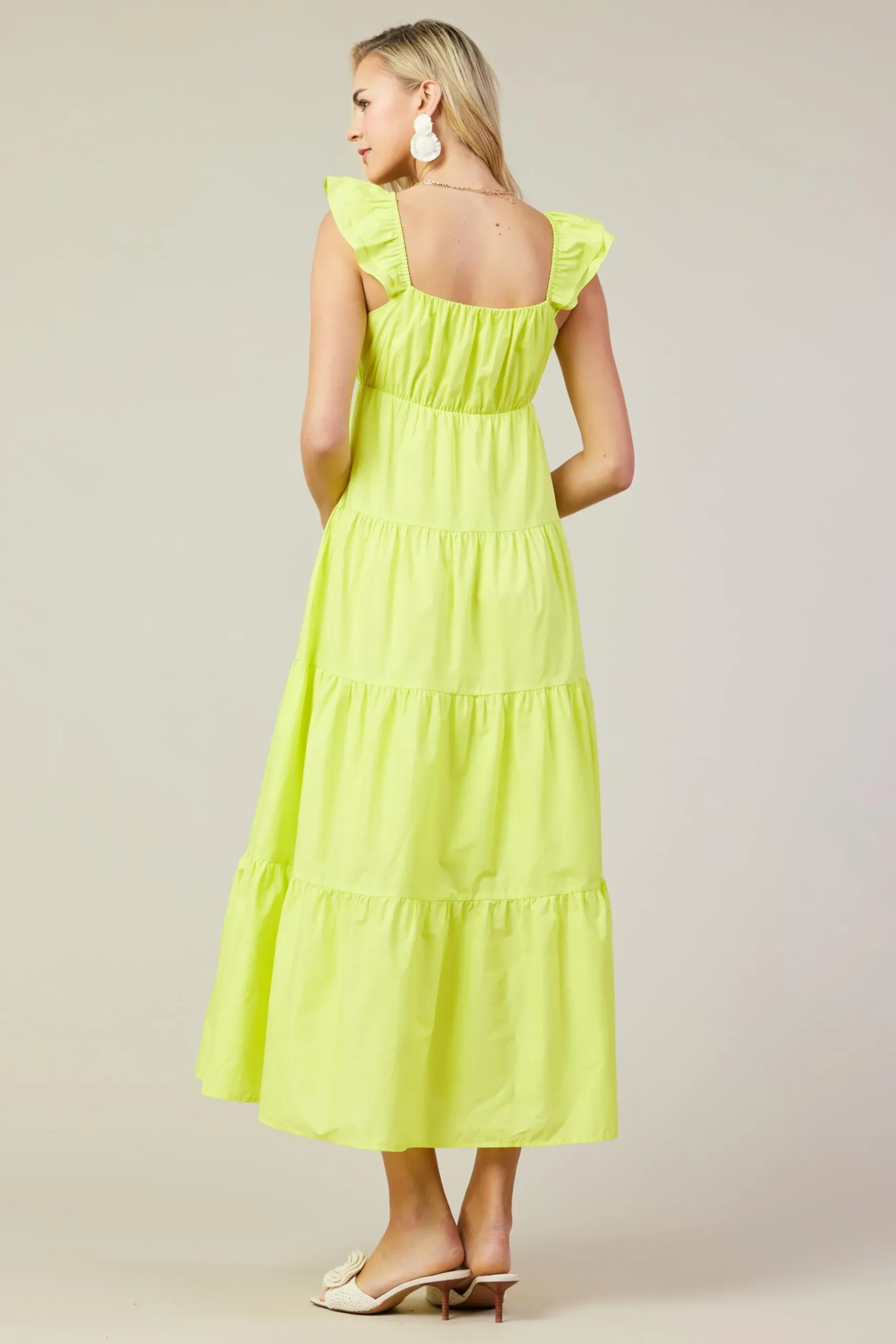 SKIES ARE BLUE Maxi Dresses*Diana Poplin Maxi Dress Limeyellow