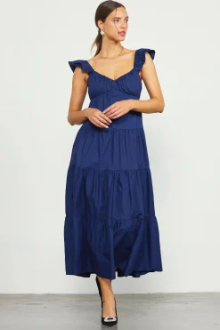 SKIES ARE BLUE Maxi Dresses*Diana Poplin Maxi Dress Navy