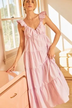 SKIES ARE BLUE Maxi Dresses*Diana Poplin Maxi Dress Lavender