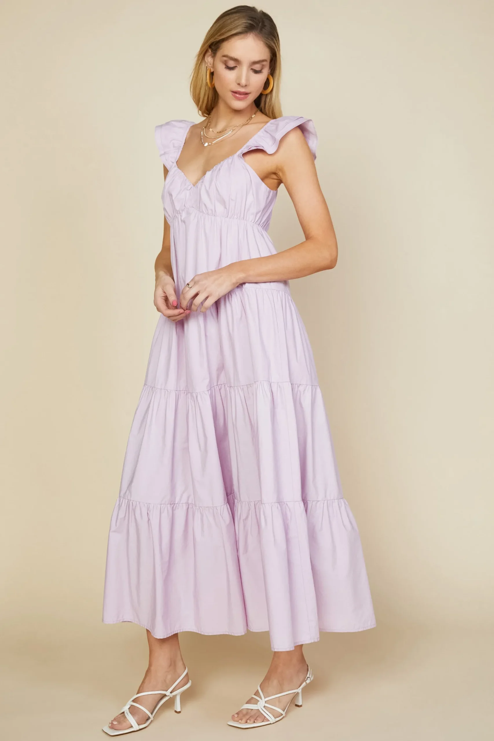 SKIES ARE BLUE Maxi Dresses*Diana Poplin Maxi Dress Lavender