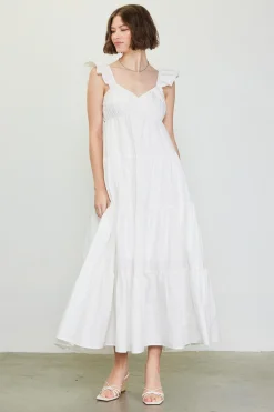 SKIES ARE BLUE Maxi Dresses*Diana Poplin Maxi Dress White
