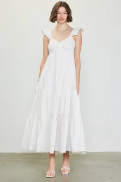 SKIES ARE BLUE Maxi Dresses*Diana Poplin Maxi Dress White