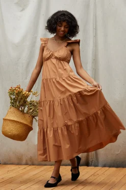 SKIES ARE BLUE Maxi Dresses*Diana Poplin Maxi Dress Tuscantan
