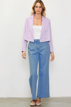 SKIES ARE BLUE Blazers*Double Breasted Crop Blazer Lilac