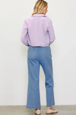 SKIES ARE BLUE Blazers*Double Breasted Crop Blazer Lilac
