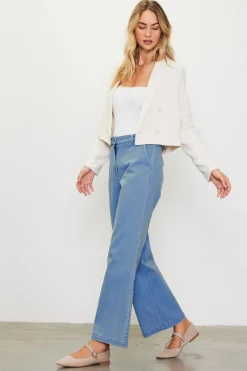 SKIES ARE BLUE Blazers*Double Breasted Crop Blazer Offwhite