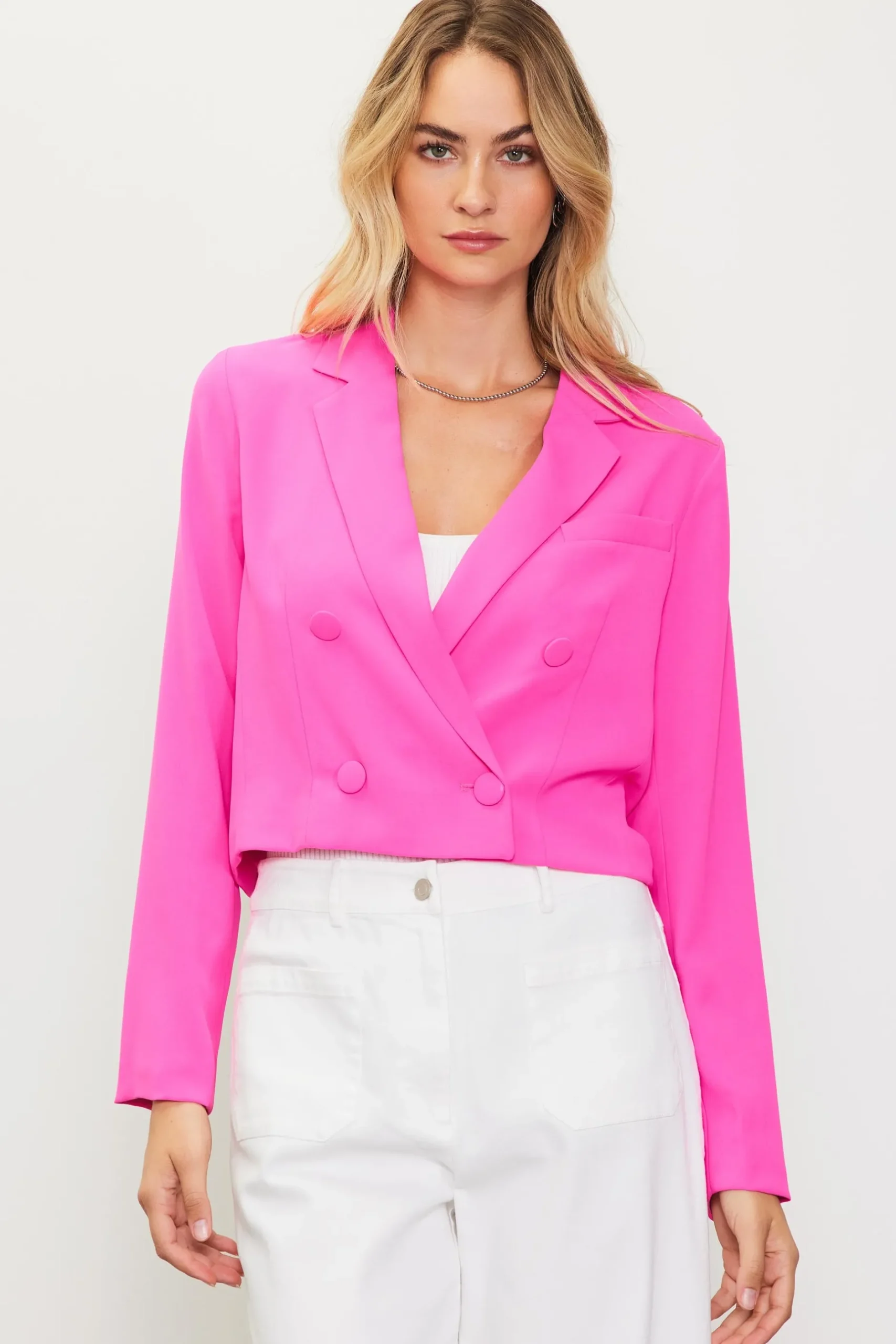 SKIES ARE BLUE Blazers*Double Breasted Crop Blazer Prettyinpink