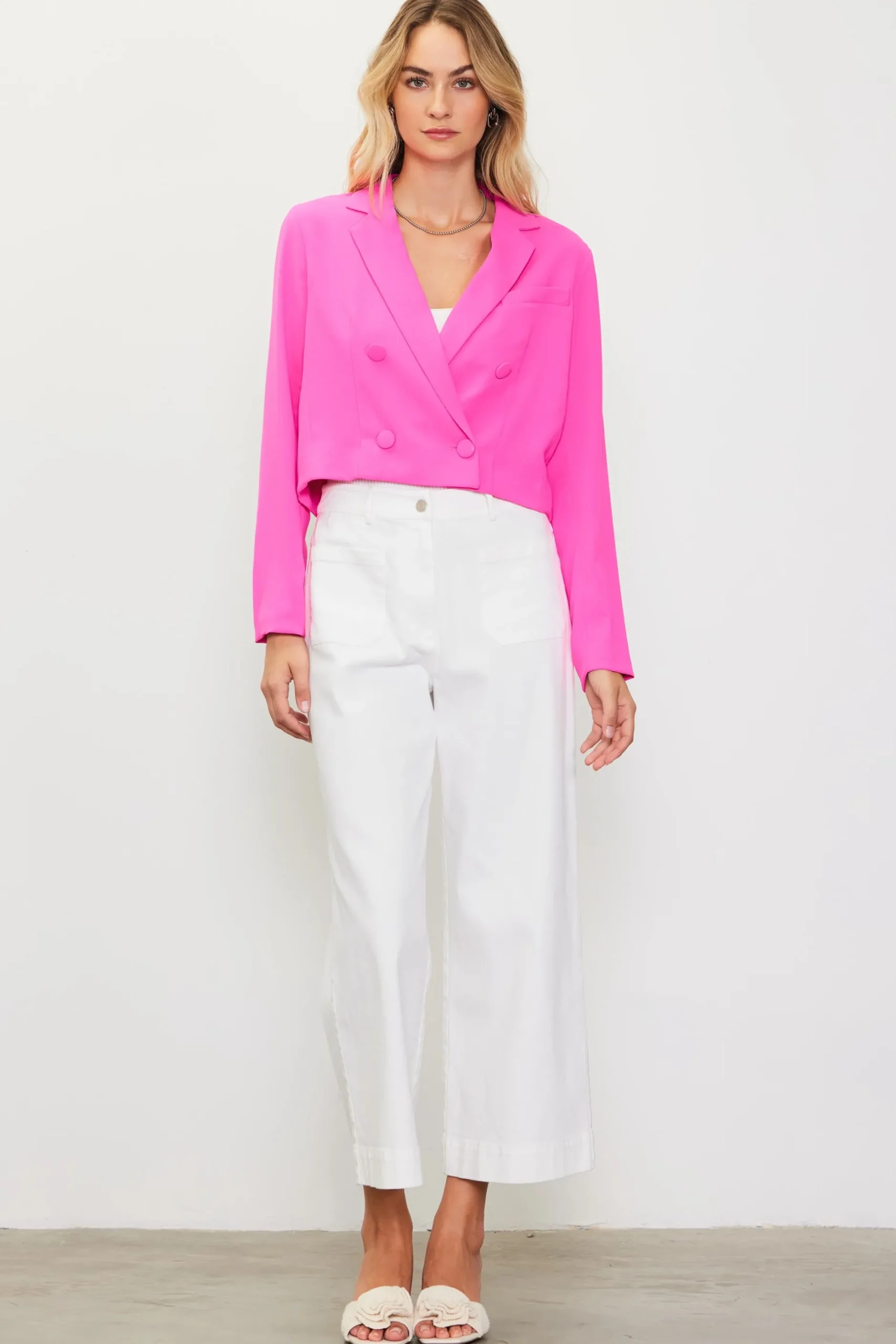 SKIES ARE BLUE Blazers*Double Breasted Crop Blazer Prettyinpink