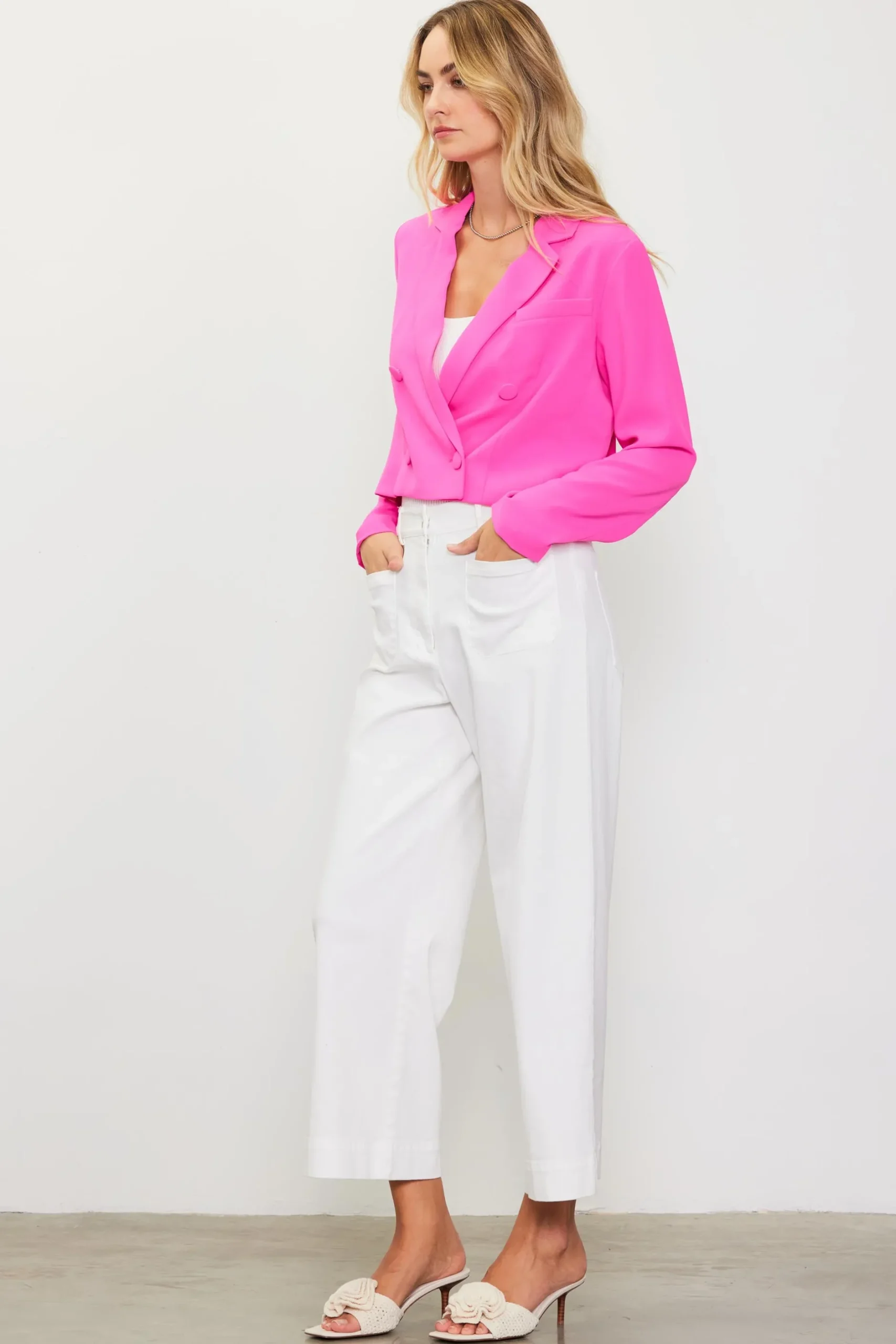 SKIES ARE BLUE Blazers*Double Breasted Crop Blazer Prettyinpink