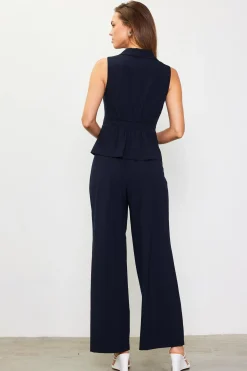 SKIES ARE BLUE Pants*Double Pleated Wide Pants Navy