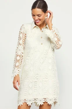 SKIES ARE BLUE Mini Dresses*Embroidered Eyelet Lace Mini Dress Cream